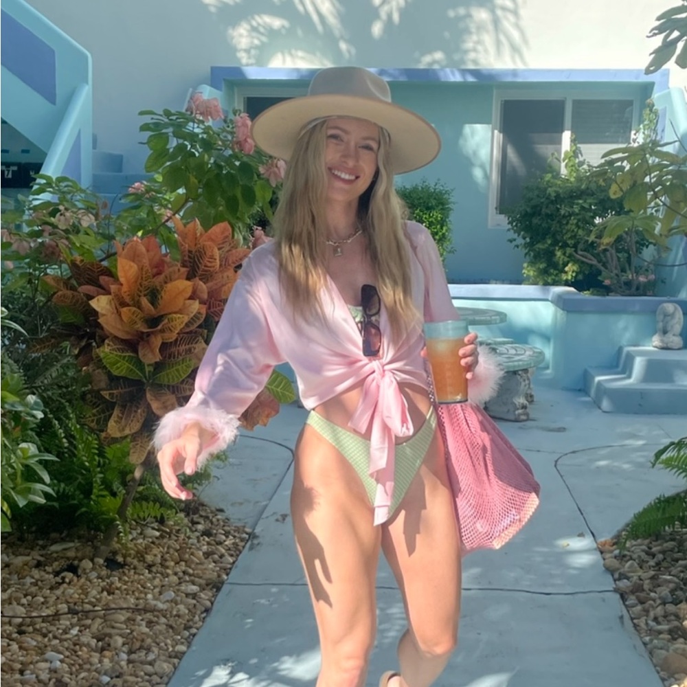 Shop Resurrection Pink Silk Feather Top